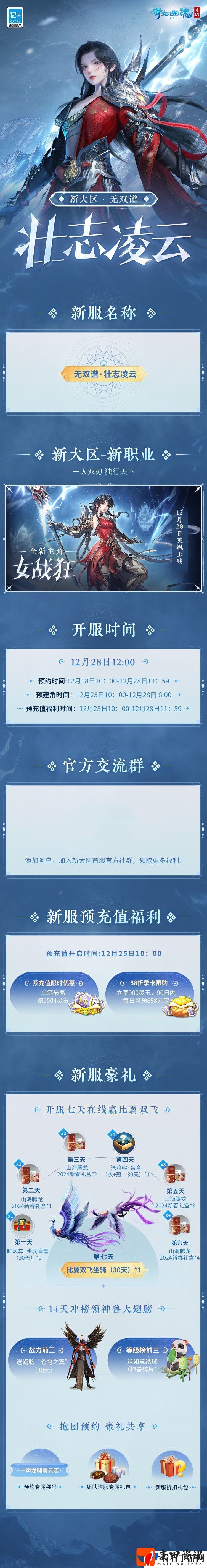 新大区首服【壮志凌云】携女战狂降临，冲刺预约累计大奖