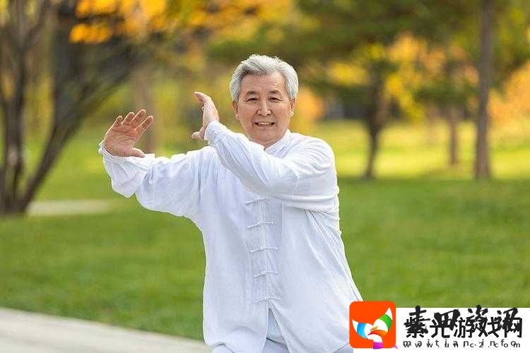 这对中国老头老太在公园打太极的样子真是迷人