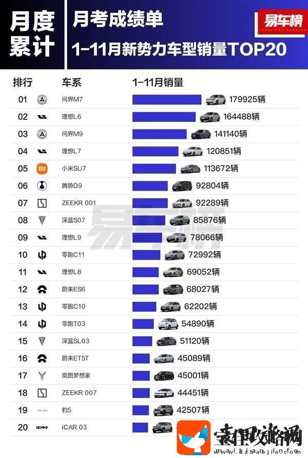 2024年前11月新能源车型争霸